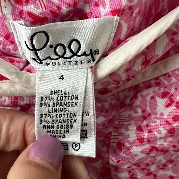 Lilly Pulitzer Women's Cotton Blend Mini Pencil Pink White Skort Size 4 - Picture 9 of 11